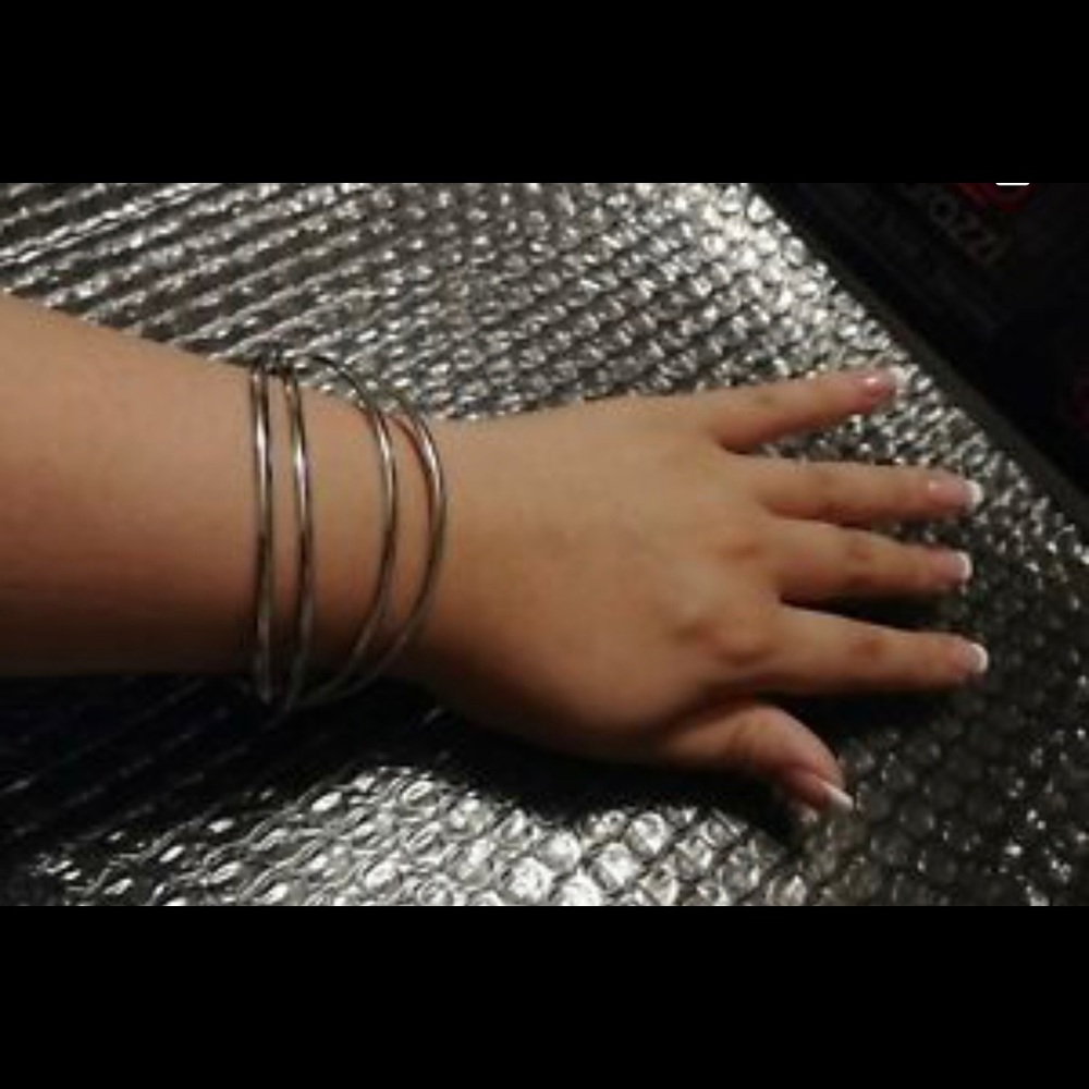 Silver Bar Bangle - Picture 2 of 2
